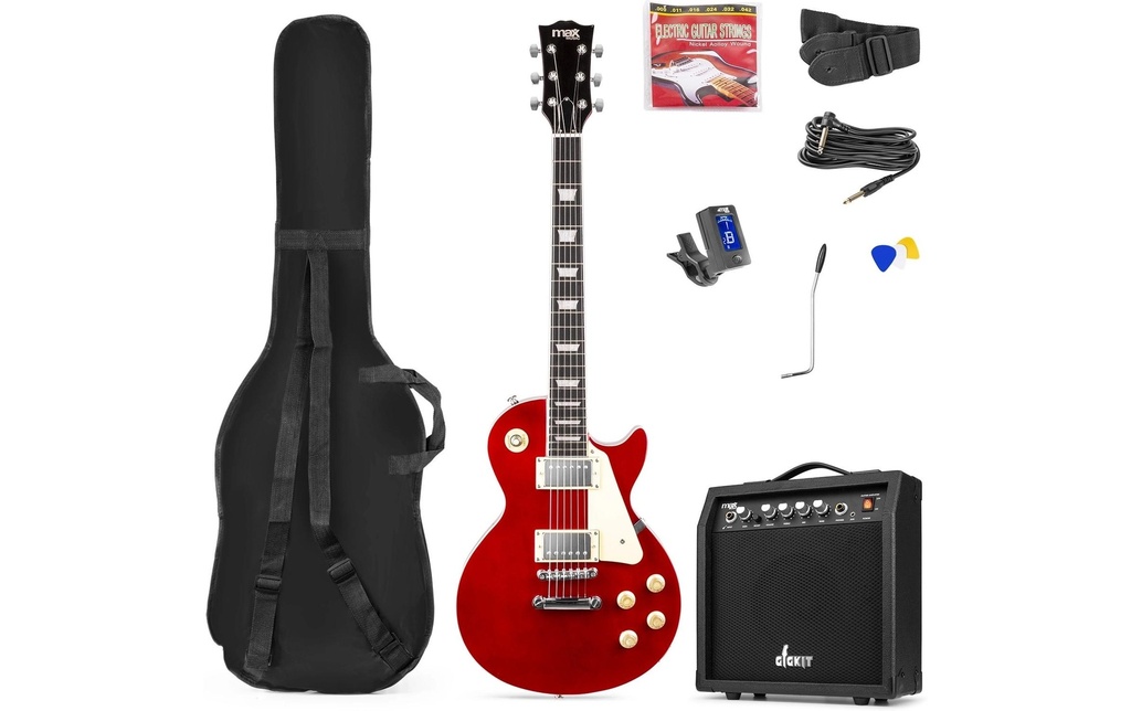 MAX Guitare électrique GigKit LP Style rouge