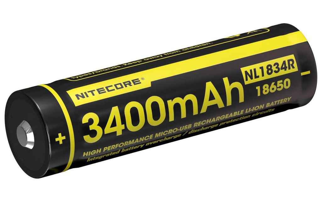 Nitecore Batterie NL1834R Li-Ion 18650 avec micro-USB 3400 mAh, 1 Pièce/s