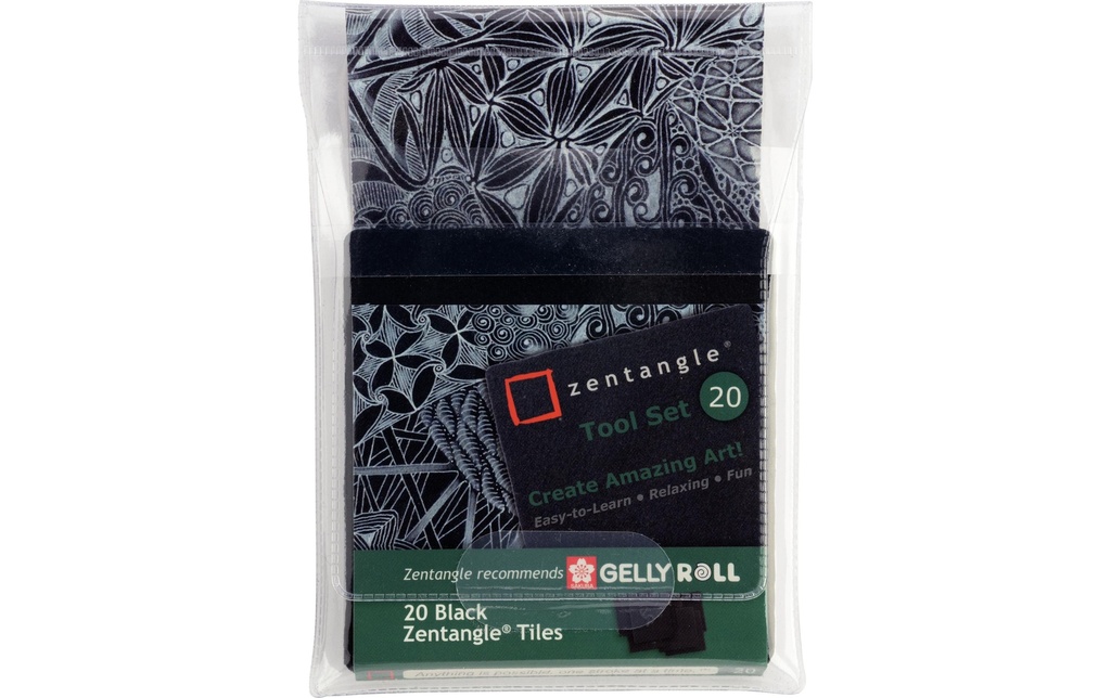 Sakura Cartes à peindre Zentangle Tool Set 8,9 x 8,9 cm, 20 tuiles