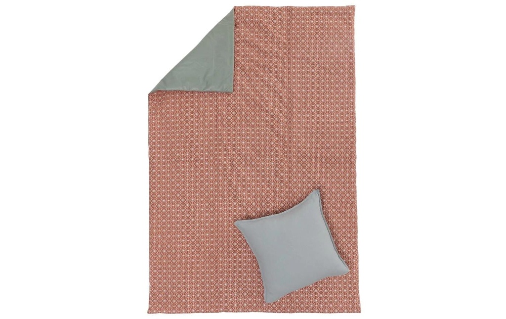 Urbanara Couverture de pique-nique Ankisa 190 x 130 cm - Terre cuite / blanc