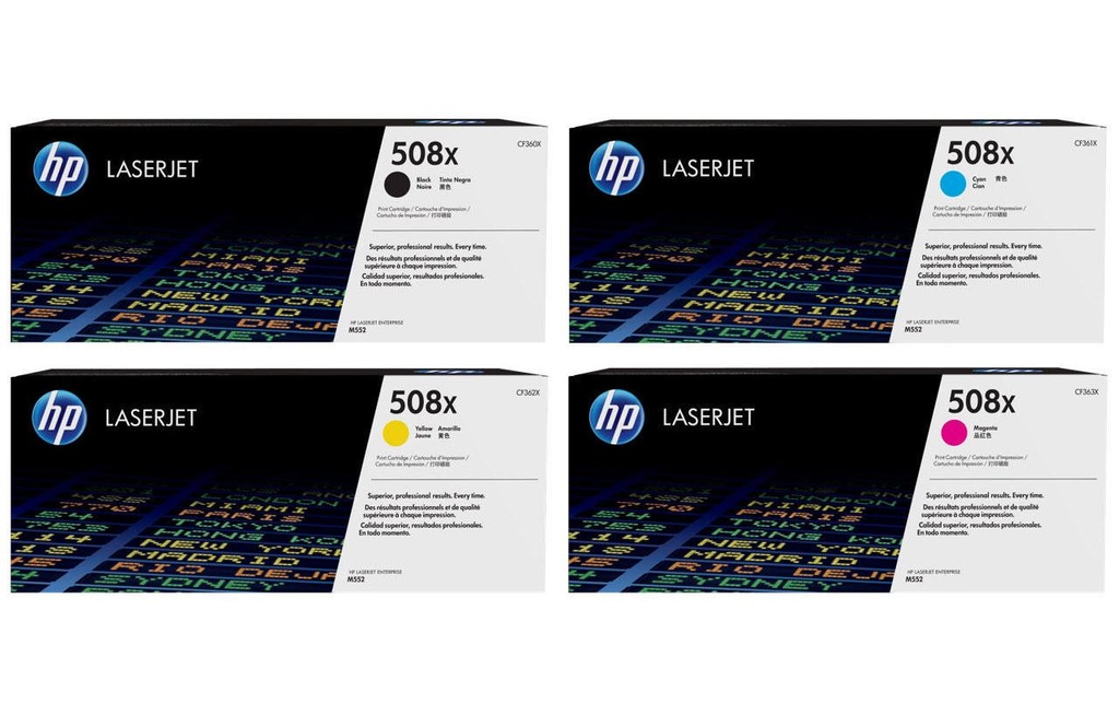 HP Kits arc-en-ciel Nr. 508X (CF360X-CF363X) BL/C/M/Y