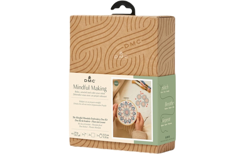DMC Set de broderie Mindful Making Duo Mandala de fleurs, Ø 13.5 cm