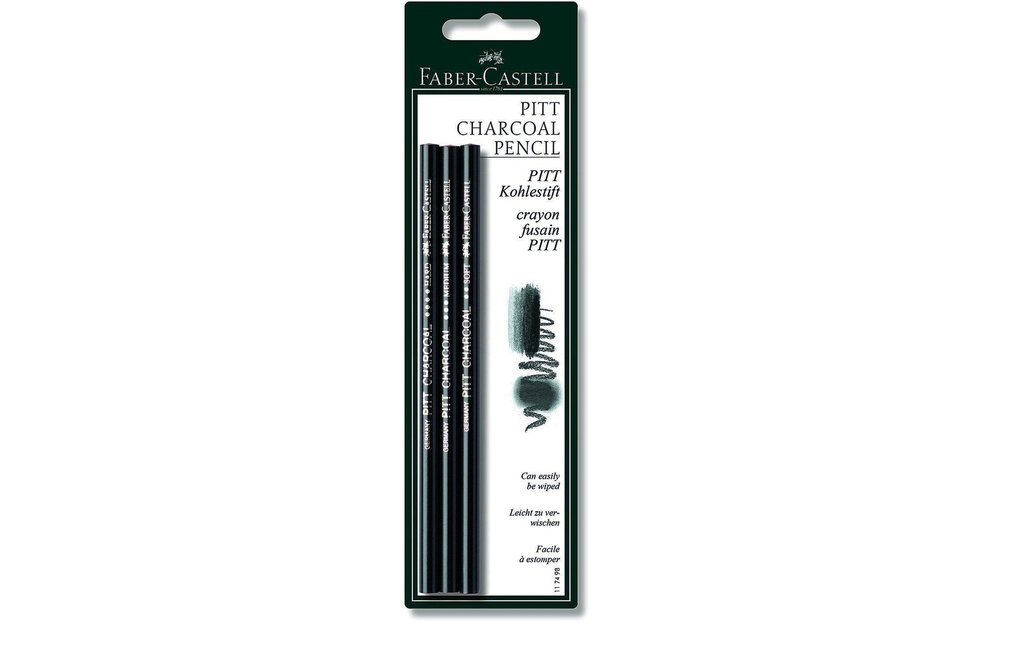 FABER-CASTELL Fusain Pitt noir S/M/H (3 pces)