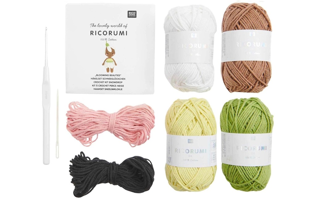 Rico Design Kit de crochet Blooming Beauties 6 pièces, perce-neige