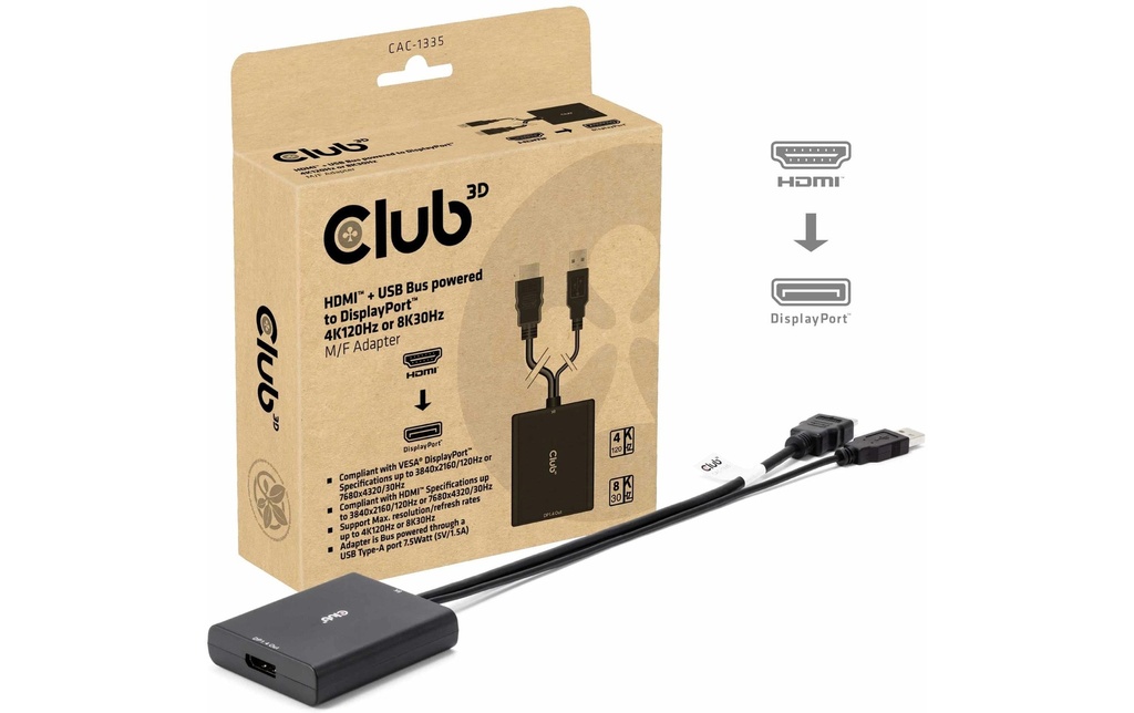 Club 3D Câble adaptateur CAC-1335 HDMI - DisplayPort