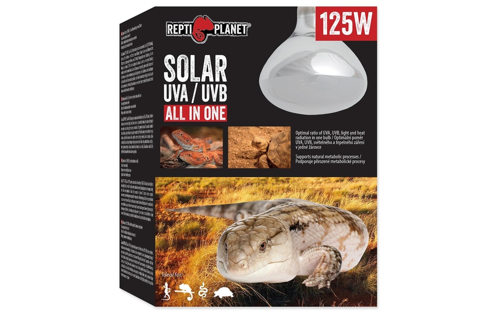 Repti Planet Lampe pour terrarium Lumière solaire avec UVA & UVB 125 W