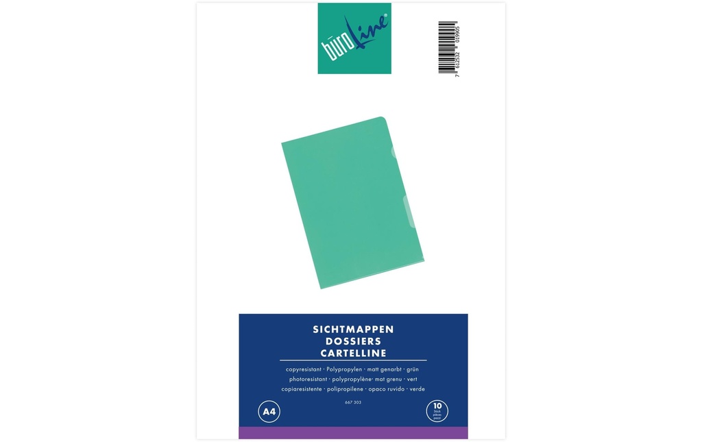 Büroline Pochette transparente A4 Vert mat, 10 pièces