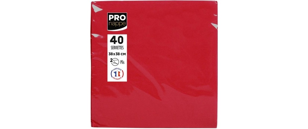 PRO nappe Serviettes en papier Rouge 38 cm x 38 cm, 40 Pièce/s
