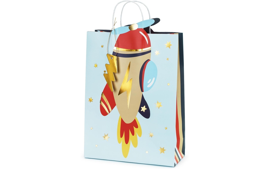 Partydeco Sac cadeau Avion 10 x 24 x 35,5 cm, Multicolore