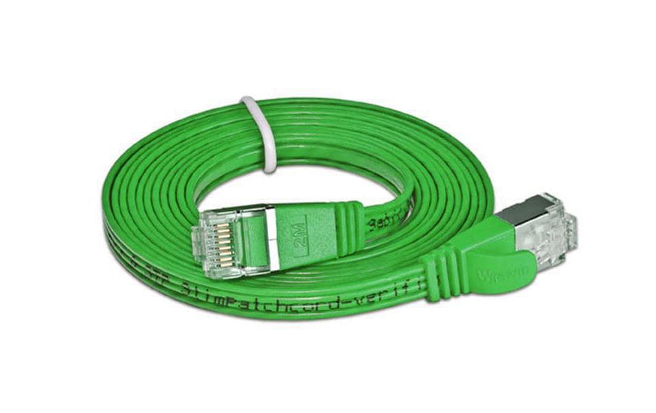 SLIM Câble patch slim RJ-45 - RJ-45, Cat 6, STP, 10 m, Vert