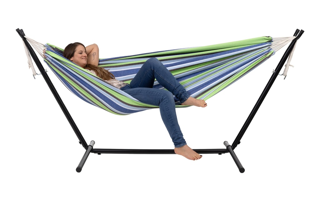 KOOR Hamac double Nuvola avec support, bleu-vert