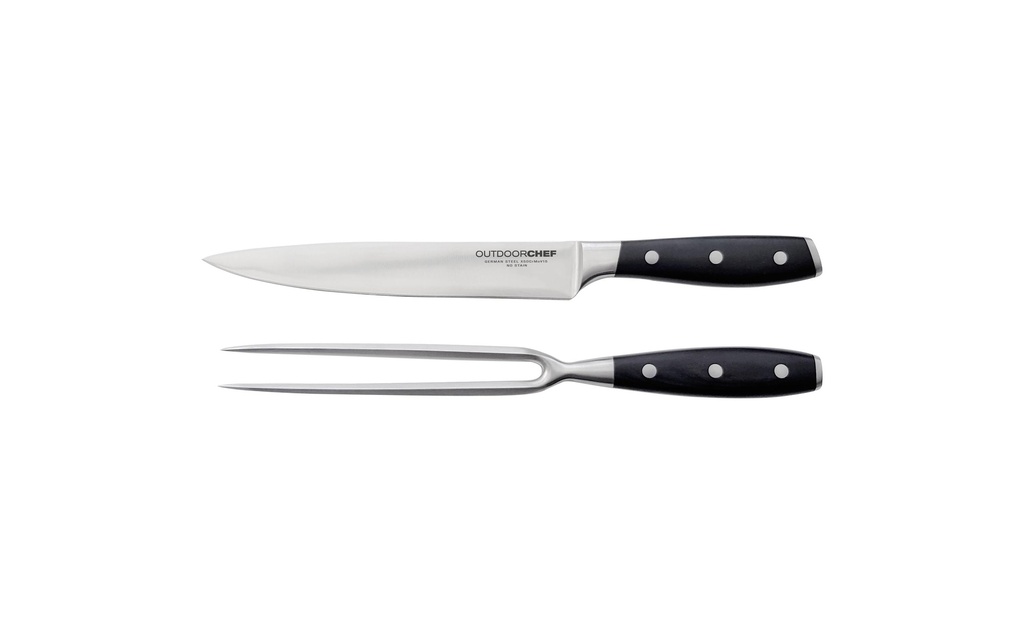 Outdoorchef Couverts à trancher Premium 2 pièces, noir