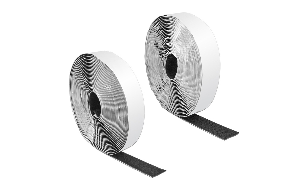 Delock Rouleau de bande auto-agrippante 10 m x 25 mm Bande adhésive et polaire noire