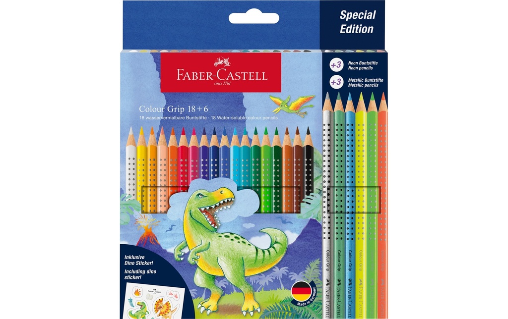 FABER-CASTELL Cray.coul.Colo.Grip Dino 18+6 (24 pces)