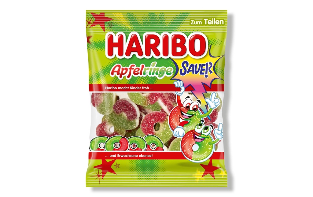 Haribo Bonbons gommeux Sachet de rondelles de pomme acidulées 175 g