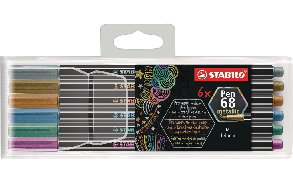 STABILO Crayon feutre Pen 68 Metallic 6 pièces