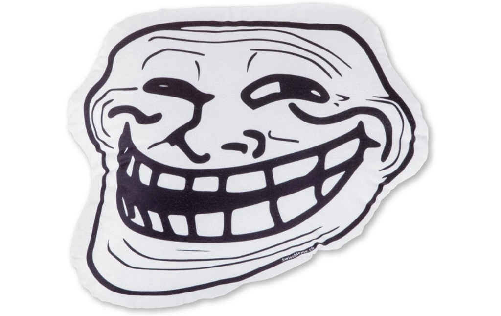 Swissmeme Coussin Trollface, 41 x 34 x 15 cm