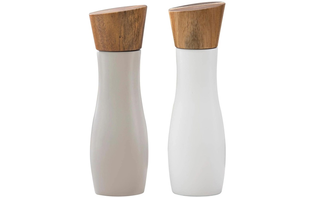 Ladelle Moulins à sel et à poivre Essentials 19.5 cm, blanc/pierre