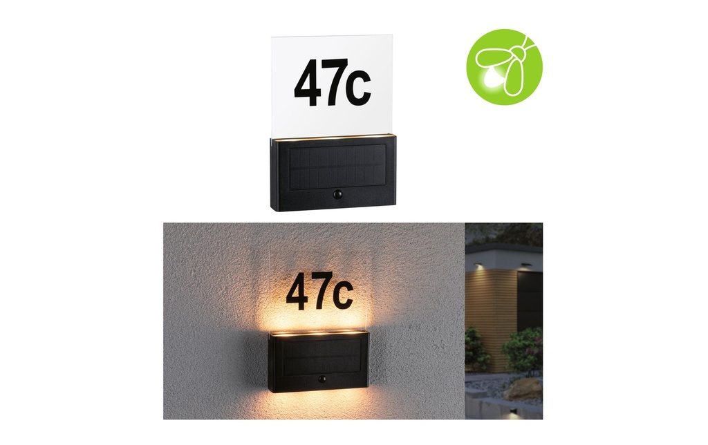 Paulmann Lampe murale Numéro de maison solaire, Neda, 2200K, anthracite