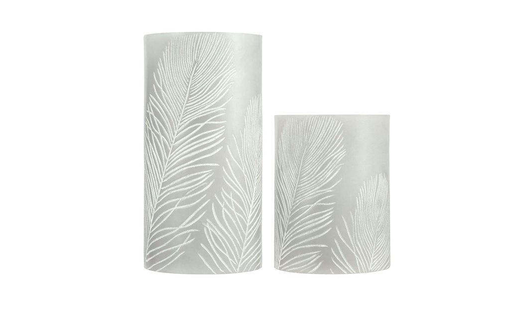 Pauleen Set de bougies LED Cosy Feather, Ø 7.6 cm, Gris/Blanc, 2 pcs.