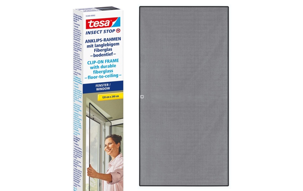 tesa Moustiquaire Insect Stop Clip On 1,2 x 2,4 m, anthracite