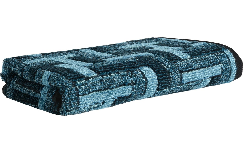 Möve Serviette de douche Tide Tiles 67 x 140 cm, Bleu foncé/Turquoise