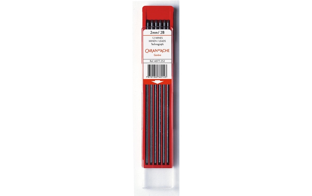 [116077252] CARAN D'ACHE Mines Technograph 2mm 2B (12 pces)