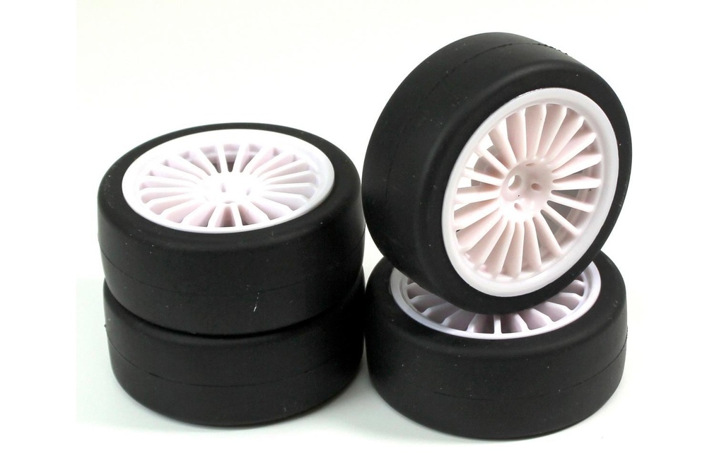 Absima Jeu de roues Onroad 20 rayons / Slick Blanc 1:10 (4)