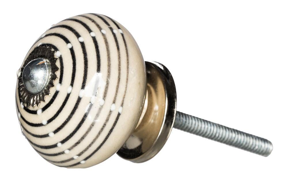 Tranquillo Poignée de meuble fait main, Ø 4 cm, Beige/Argent