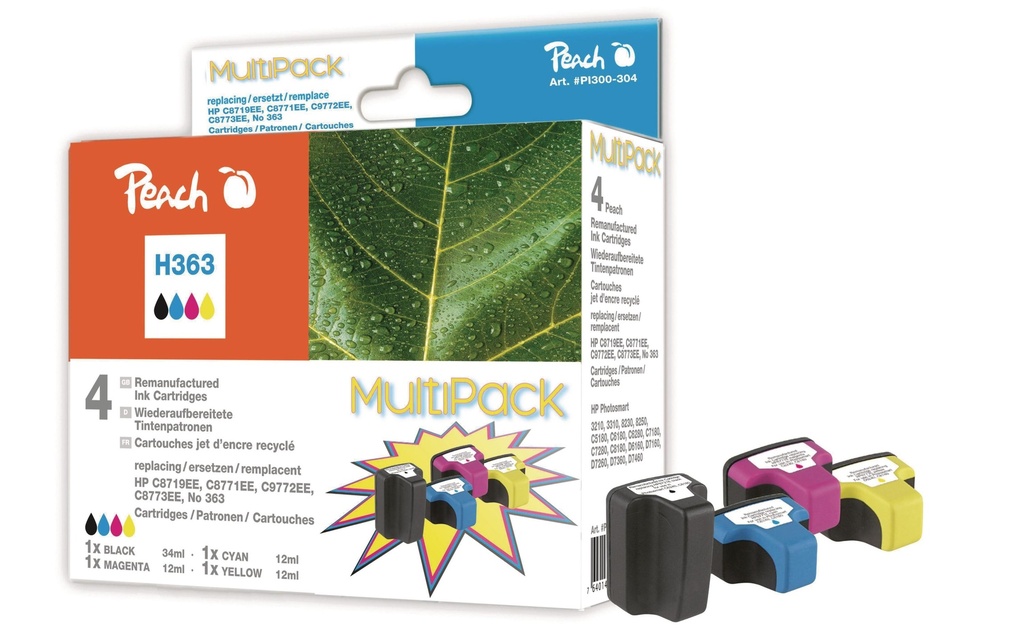 Peach Kits d’encre HP Nr. 363 BK, C, M, Y