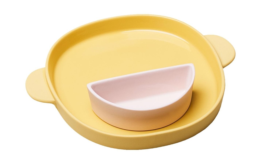 Chic Mic Assiette et bol pour enfants Good Mood Rose/jaune