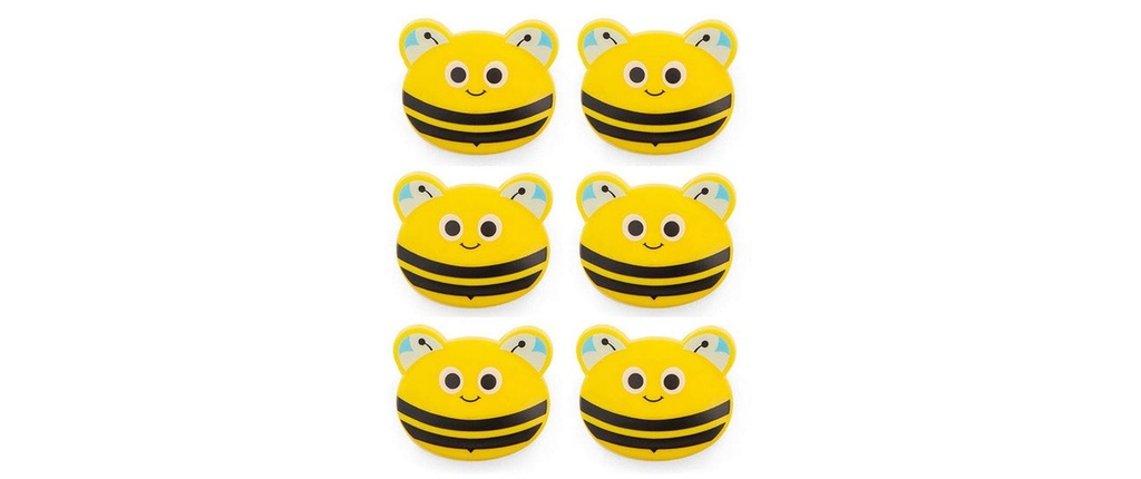 Kikkerland Clip de fermeture Abeille 6 pièces, Noir/Jaune