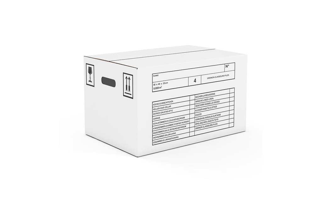 Antalis Carton de déménagement 60 x 40 x 35 cm 10 pièces Blanc
