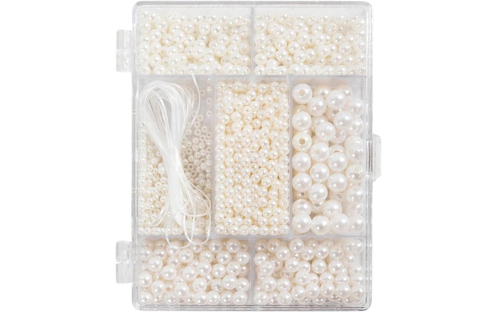Creativ Company Perles en plastique 1200 pièces, Blanc