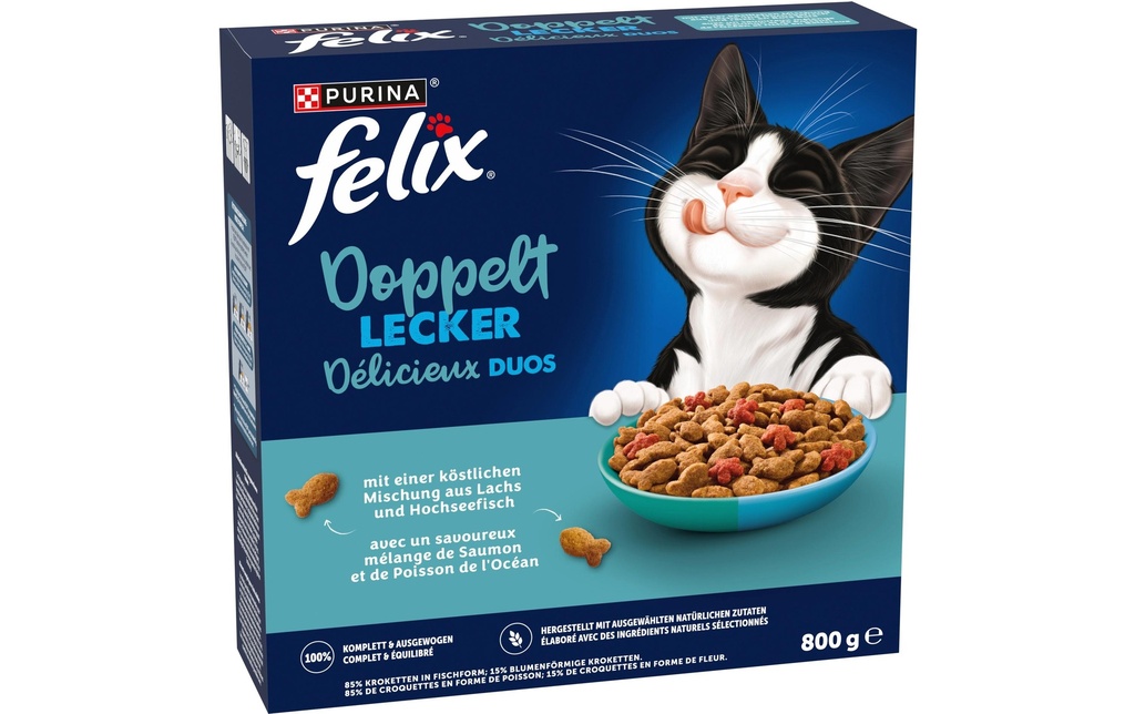 Felix Alimentation sèche Doublement délicieux Adult poisson 800 g