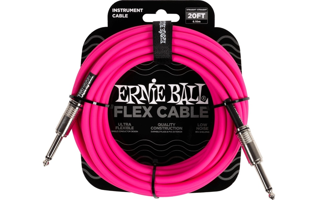Ernie Ball Câbles d’instruments Flex 6418 – 6.09 m, Rose