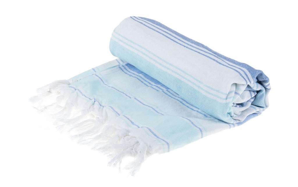 KOOR Serviette de plage 90 x 180 cm, bleu/blanc