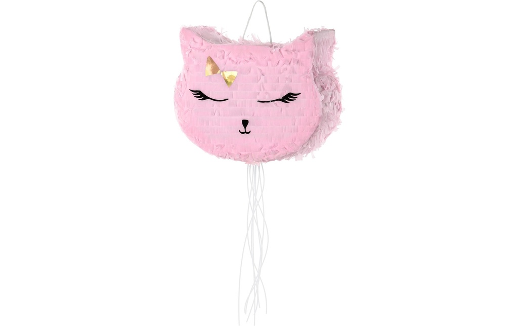 Partydeco Piñata Chat, 35 x 27 x 9 cm, Rose, 1 pièce