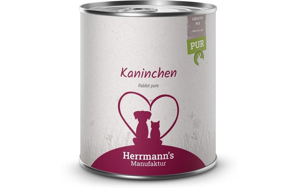 Herrmann's Alimentation humide Viande pure de lapin 6 x 800 g