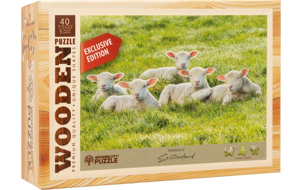 Wooden City Puzzle en bois Agneaux 40 pièces