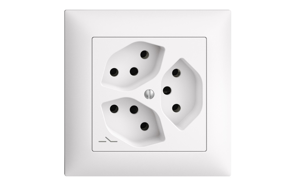 Feller EDIZIOdue Prises encastrées EDIZIOdue, 3xT13, blanc Kit complet avec cadre