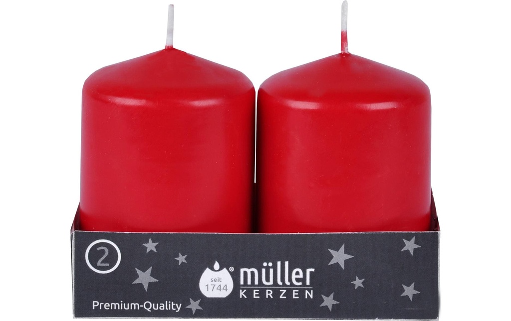 müller Kerzen Bougie pilier Rouge, 2 pièces