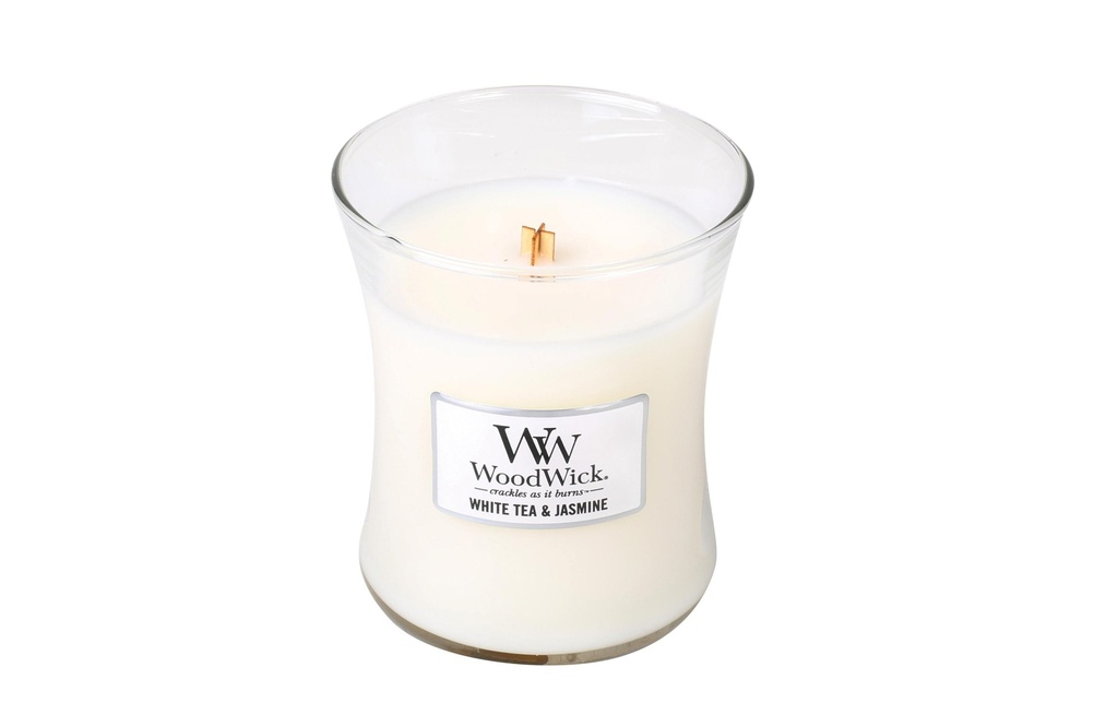 Woodwick Bougie parfumée Thé blanc et jasmin pot moyen