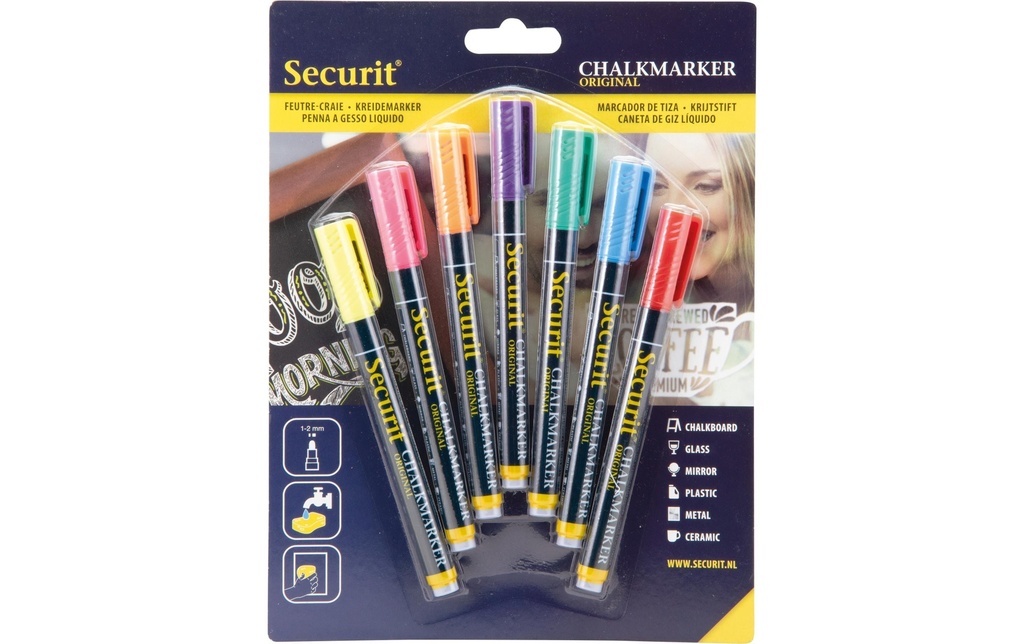 Securit Marqueur craie liquide 1-2 mm 7 pièces