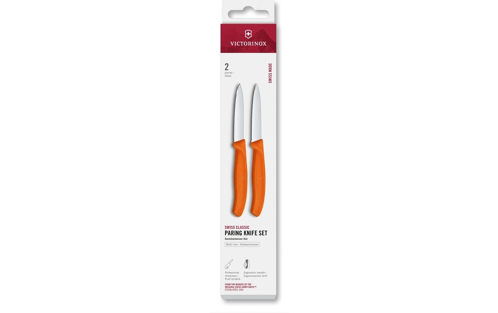 Victorinox Jeux de couteaux Swiss Classic, 8 cm, orange, 2 pièces
