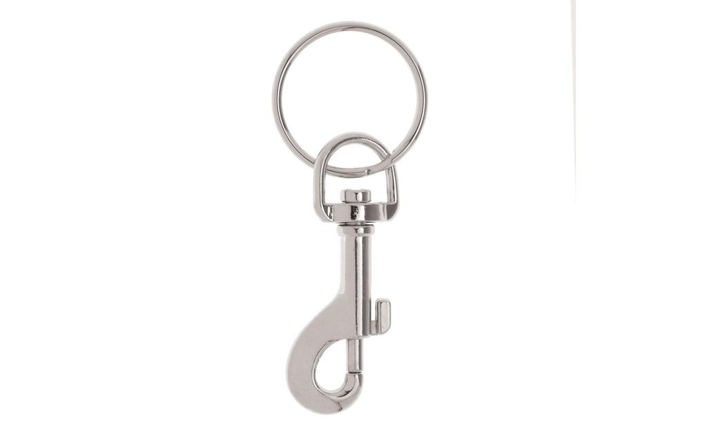Glorex Porte-clés avec mousqueton, Ø 30 mm, argent