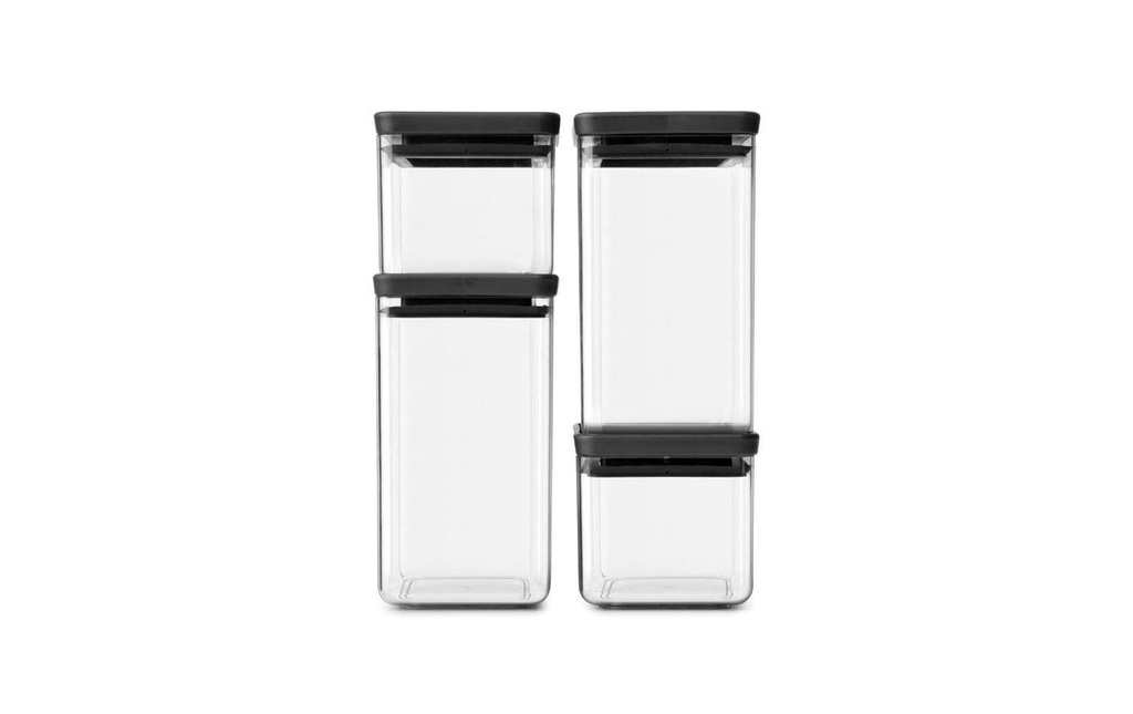 Brabantia Récipients à provisions Tasty 4 pièces, 4.6 l, Transparent/Gris foncé