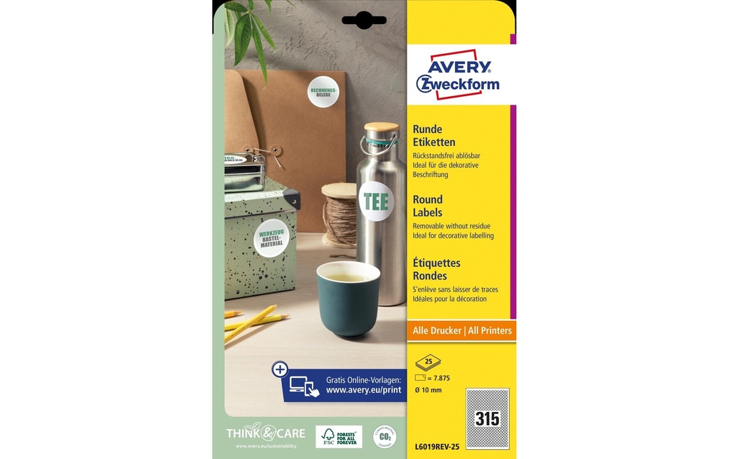 Avery Zweckform Étiquettes rondes L6019REV 10 mm