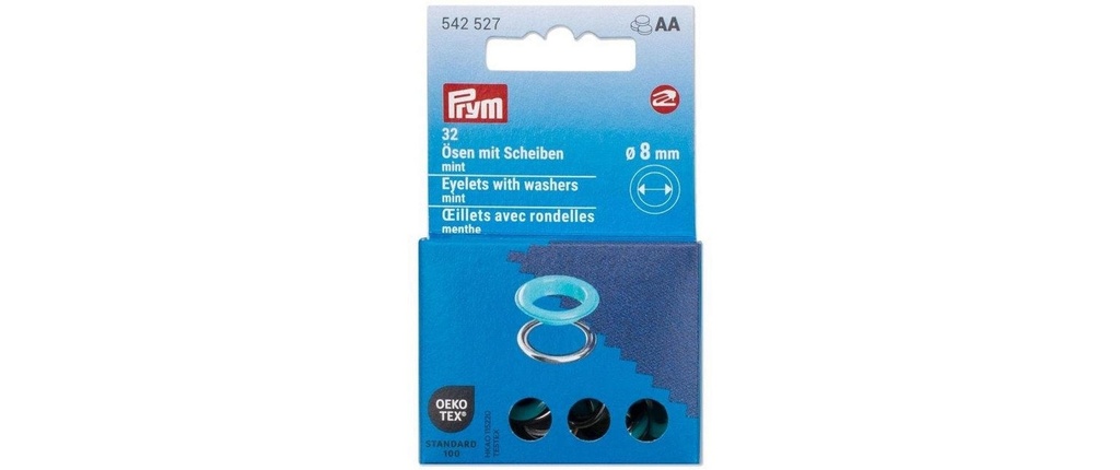 Prym Œillets avec disques, 8 mm Monnaie, argent