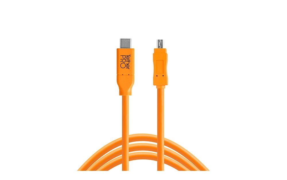 Tether Tools Câble TetherPro USB-C vers 2.0 Mini-B 8 broches, 4.6 m Orange